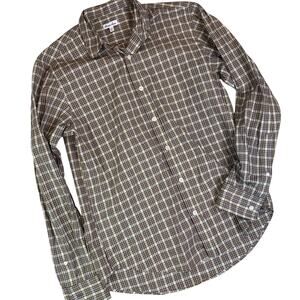 Steven Alan Men's Size XS Long Sleeve Button Up Shirt Brown Plaid 100% Cotton